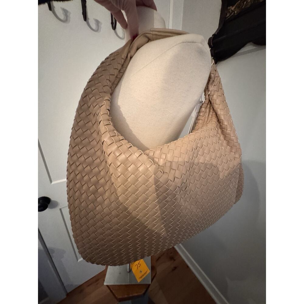 Urban Expressions Laverne Woven Hobo Vegan Handbag Tan 13” Laptop Purse Office - Picture 14 of 15